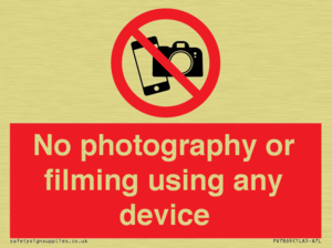 No photography or filming using any device